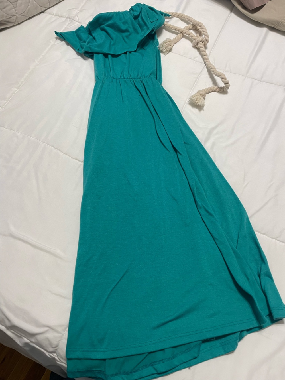 Teal Rope-Strap Ruffle Sundress - Picture 3 of 3